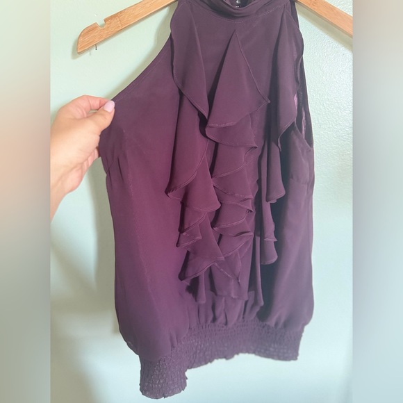 Chic Plum Ruffle Blouse - Picture 4 of 6